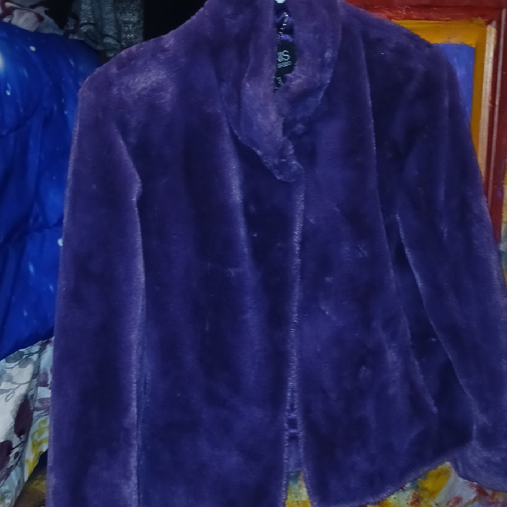 Dennis Basso Plush Purple Teddy Jacket